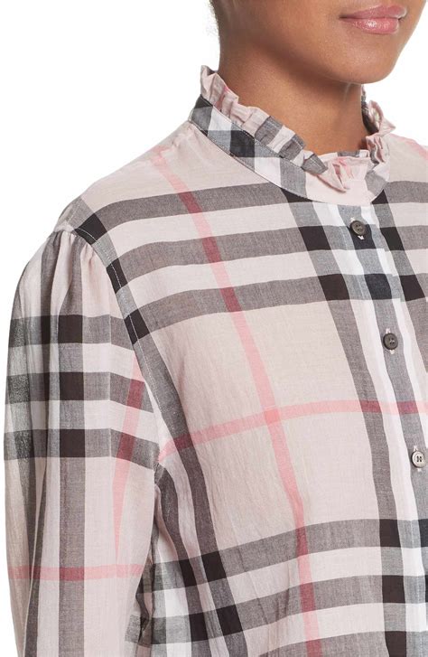 burberry salla check print cotton shirt|Burberry Salla Ruffle.